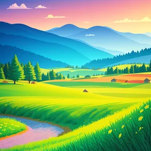 Idyllic Golf Course amidst Scenic Countryside and Clear Skies