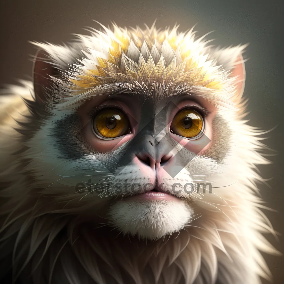 Picture of Mystic Feline Curiosity: Cat and Monkey Eye-to-Eye