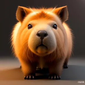 Furry Guinea Pig Posing in Studio, Adorable and Fluffy