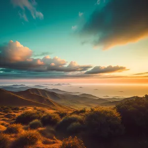 Golden Horizon Over Coastal Desert: Majestic Sunset