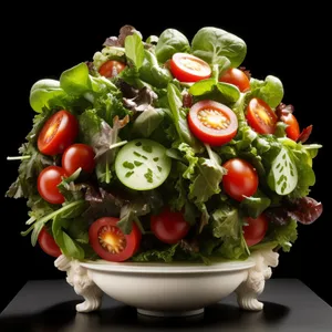 Fresh Organic Vegetable Salad with Tomatoes and Cucumbers