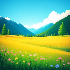 Idyllic Countryside Meadow with Clear Blue Sky