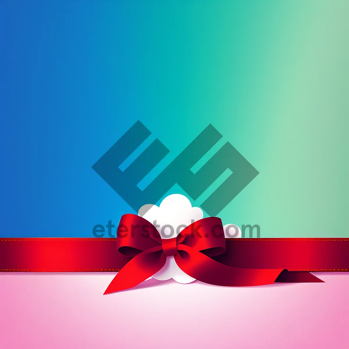 Picture of Silk ribbon bow on gift card for festive celebration