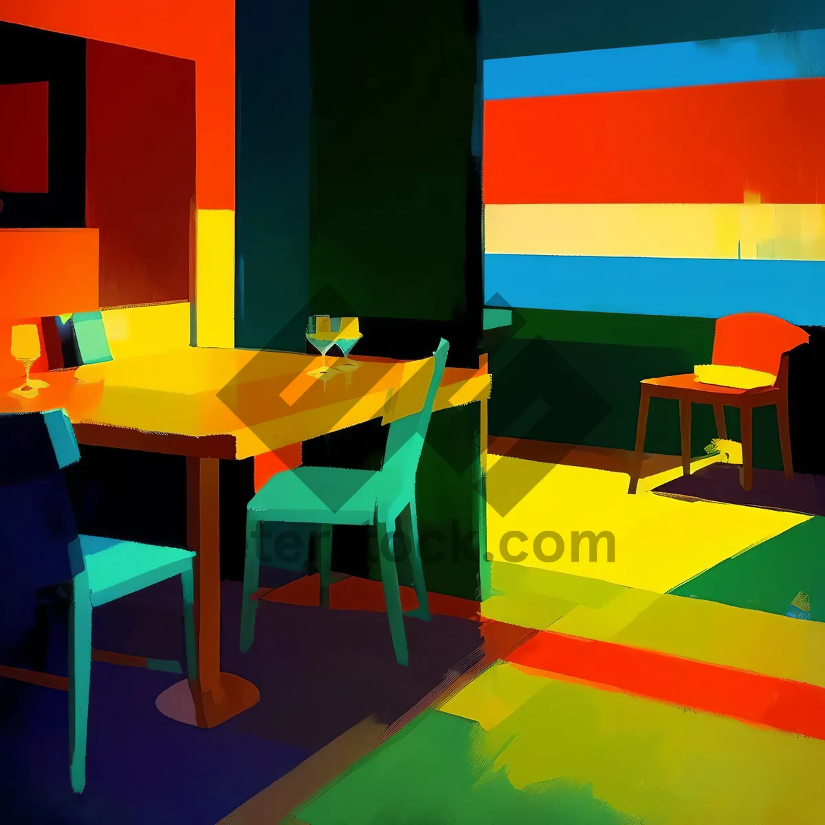 Picture of Modern Interior Furniture Design with Contemporary Table and Chairs