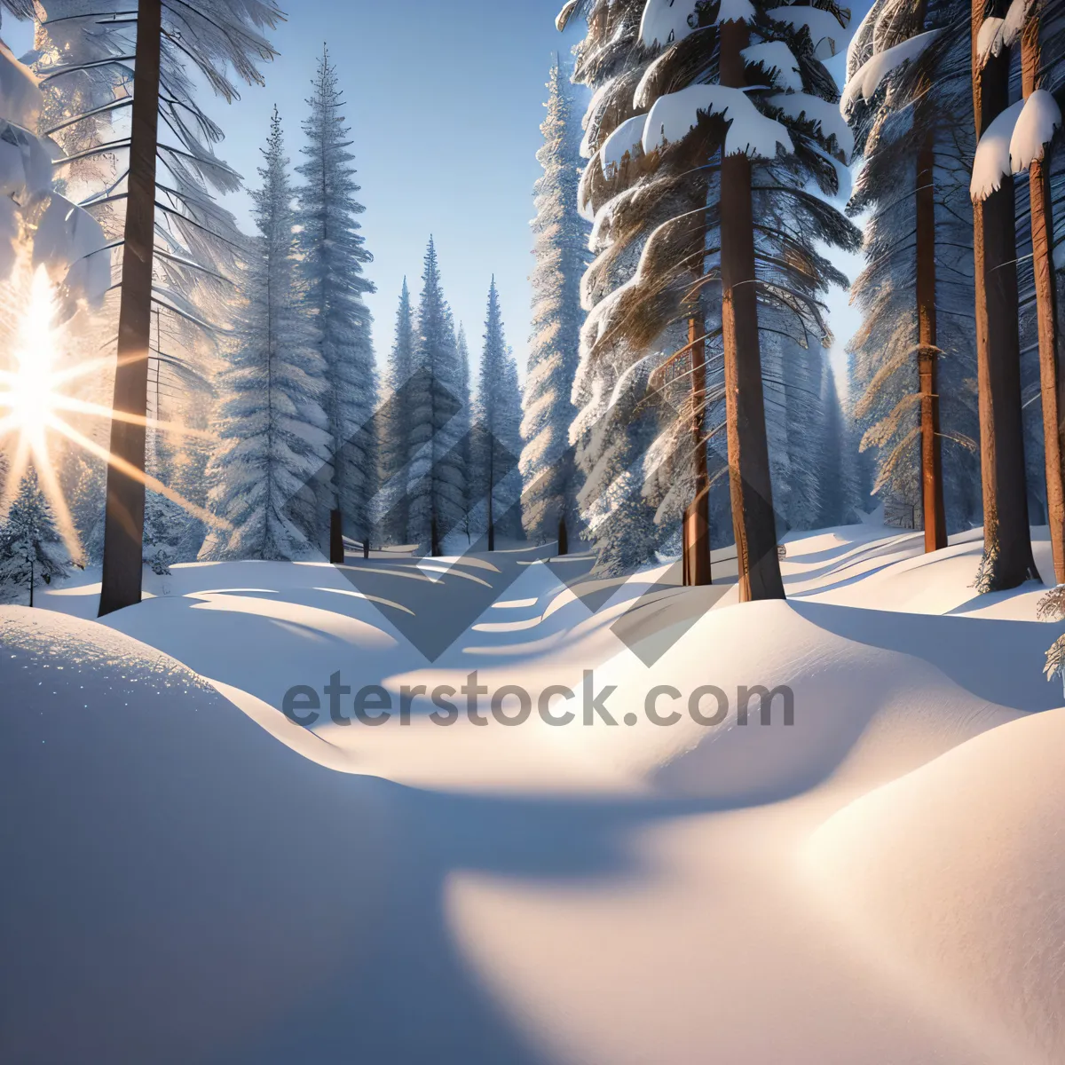 Picture of Majestic Winter Wonderland: Snowy Mountain Forest Scenery