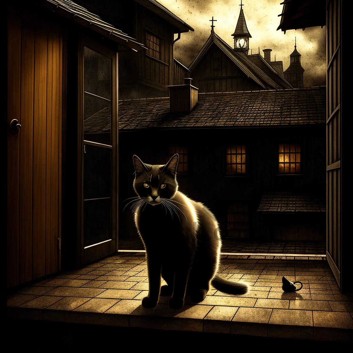 Picture of Black Cat Wearing Protective Covering - Adult