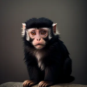 Cute Baby Monkey Portrait with Furry Face