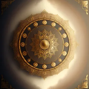 Golden Arabesque Shield: Retro Decorative Armor Design