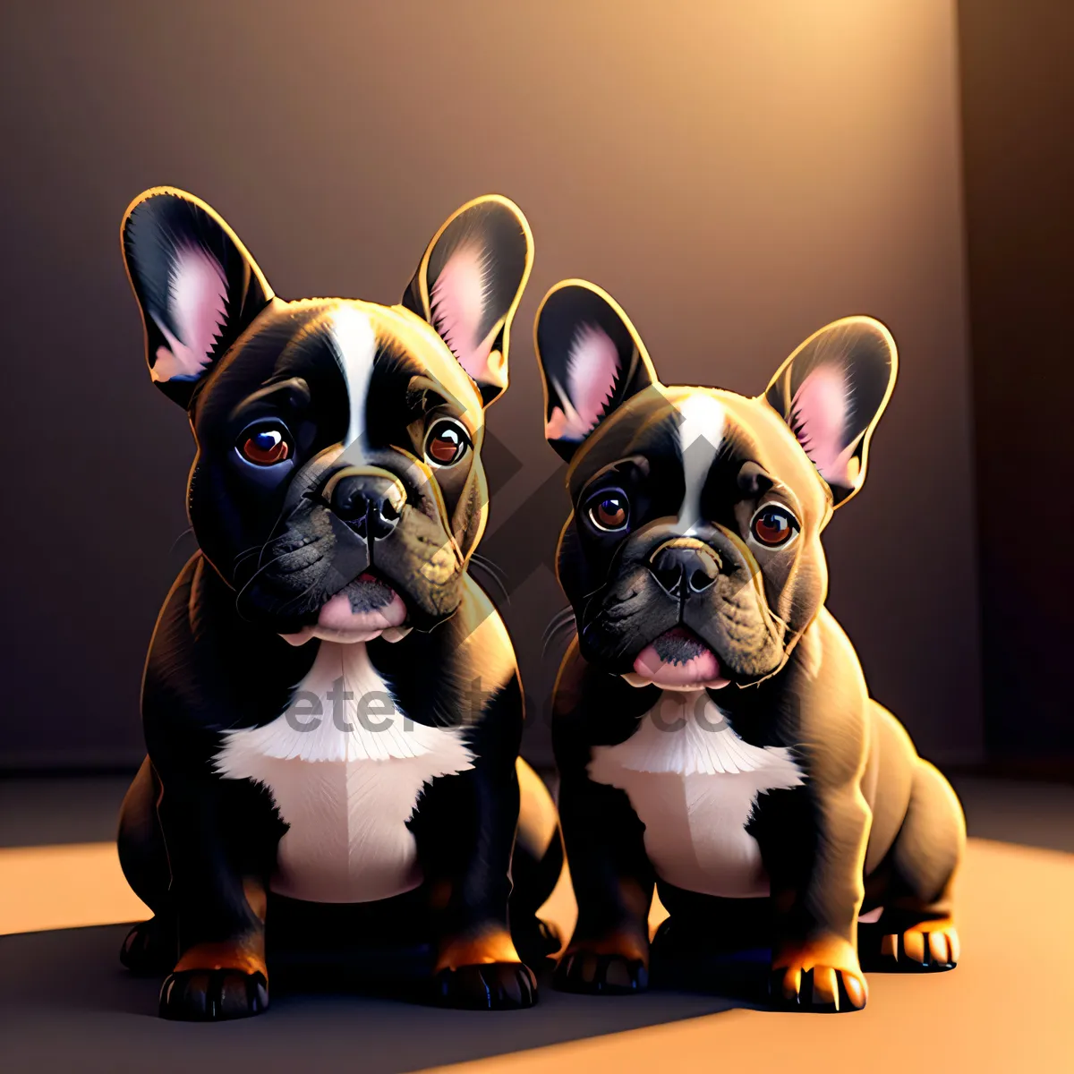 Picture of Charming bulldog puppies captured in an endearing studio portrait