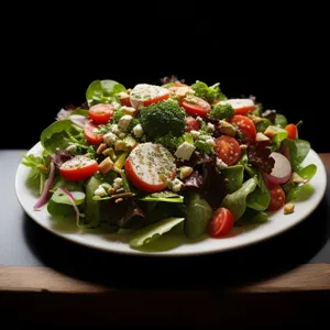 Gourmet vegetable salad with cheese and olives