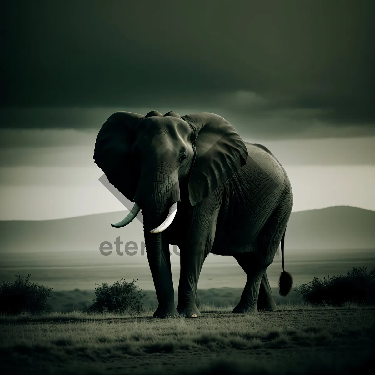 Picture of Endangered Elephant in African Wilderness