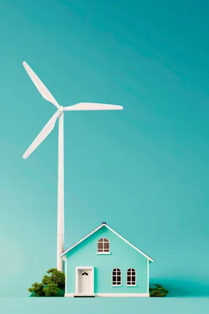 Clean Energy Windmill in Industrial Landscape Generating Power