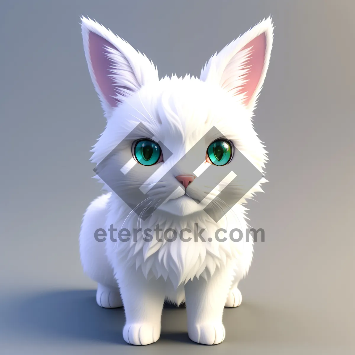 Picture of Furry White Playful Kitty with Curious Eyes