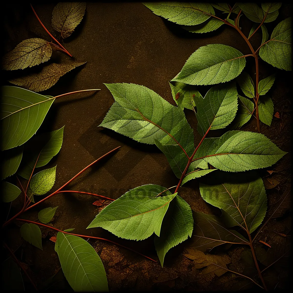 Picture of Bright Leafy Branch in Lush Green Forest