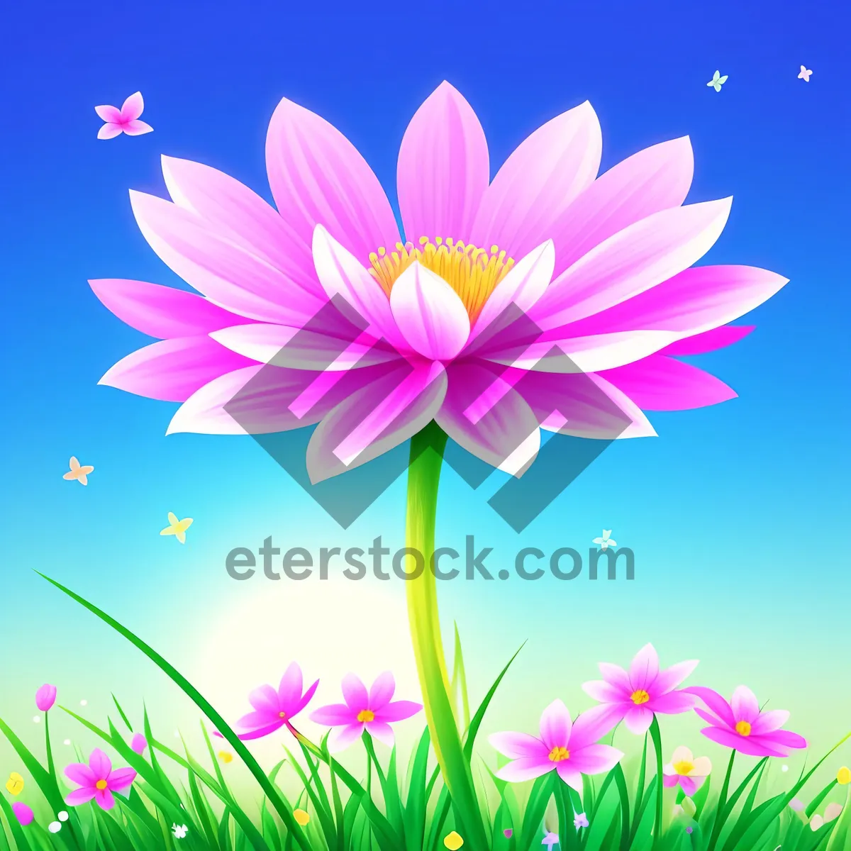 Picture of Floral Lotus: Colorful Graphic Art Wallpaper Design