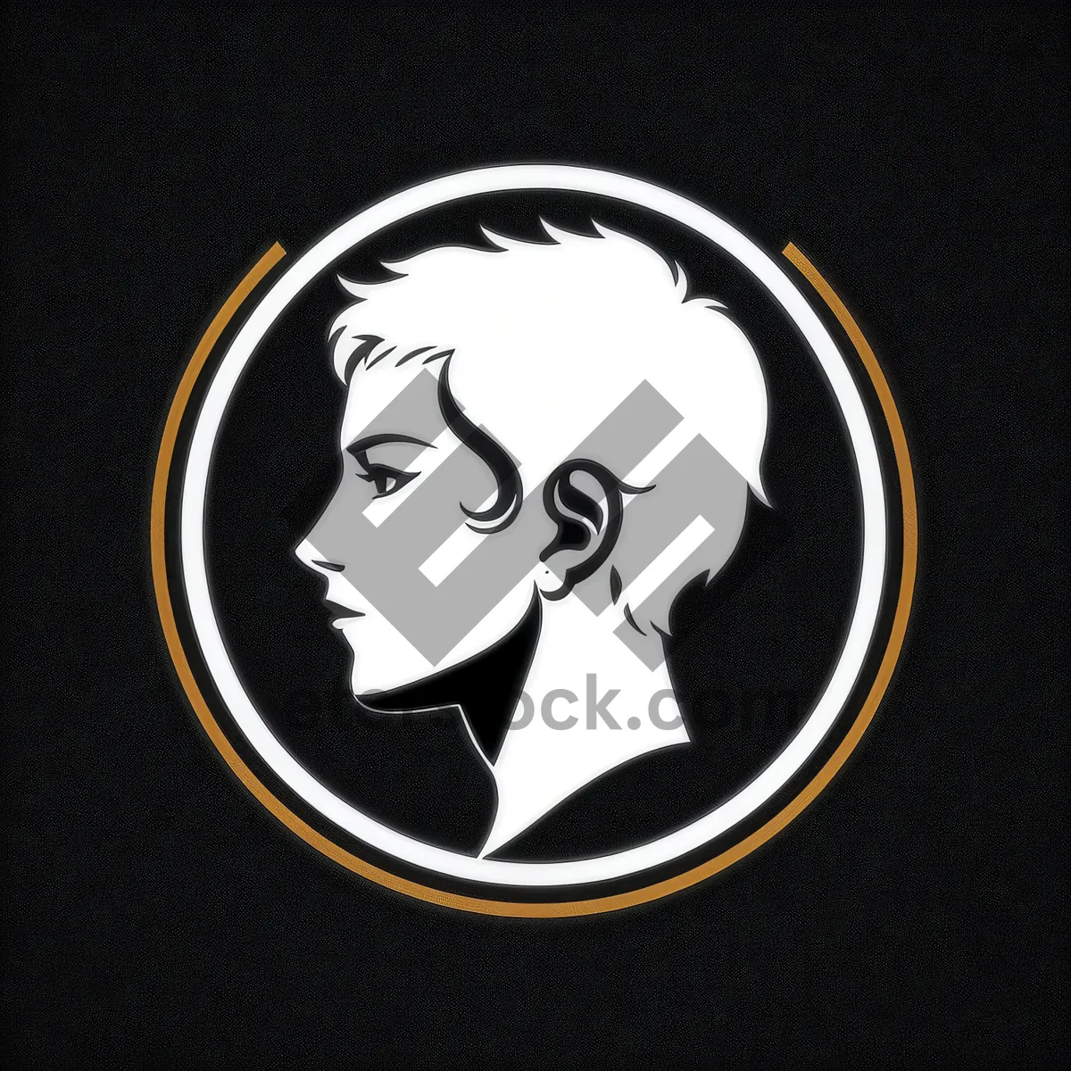 Picture of Elegant Black Graphic Art Icon with Shiny Curve