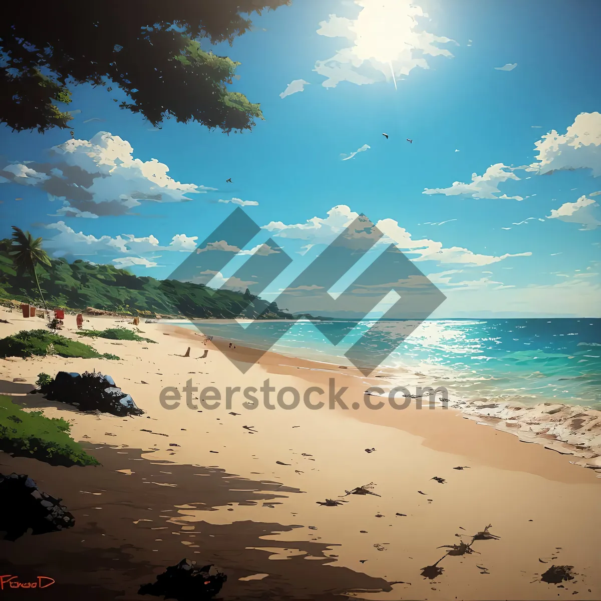 Picture of Serene Tropical Beachscape: Turquoise Waters and Sandy Coast