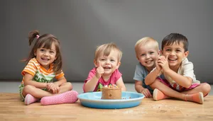 Happy family portrait with smiling kids and parents