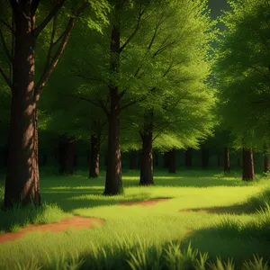 Serene Woodland Path with Colorful Foliage