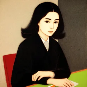 Smiling Businesswoman Working on Laptop in Office