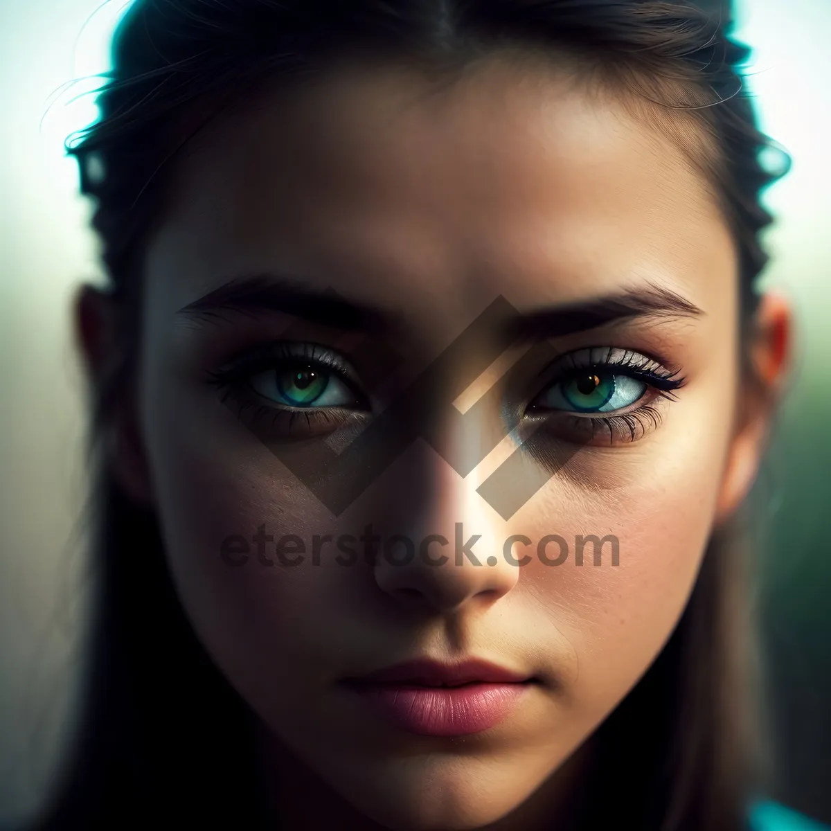 Picture of Attractive model with captivating black eyes and elegant smile.