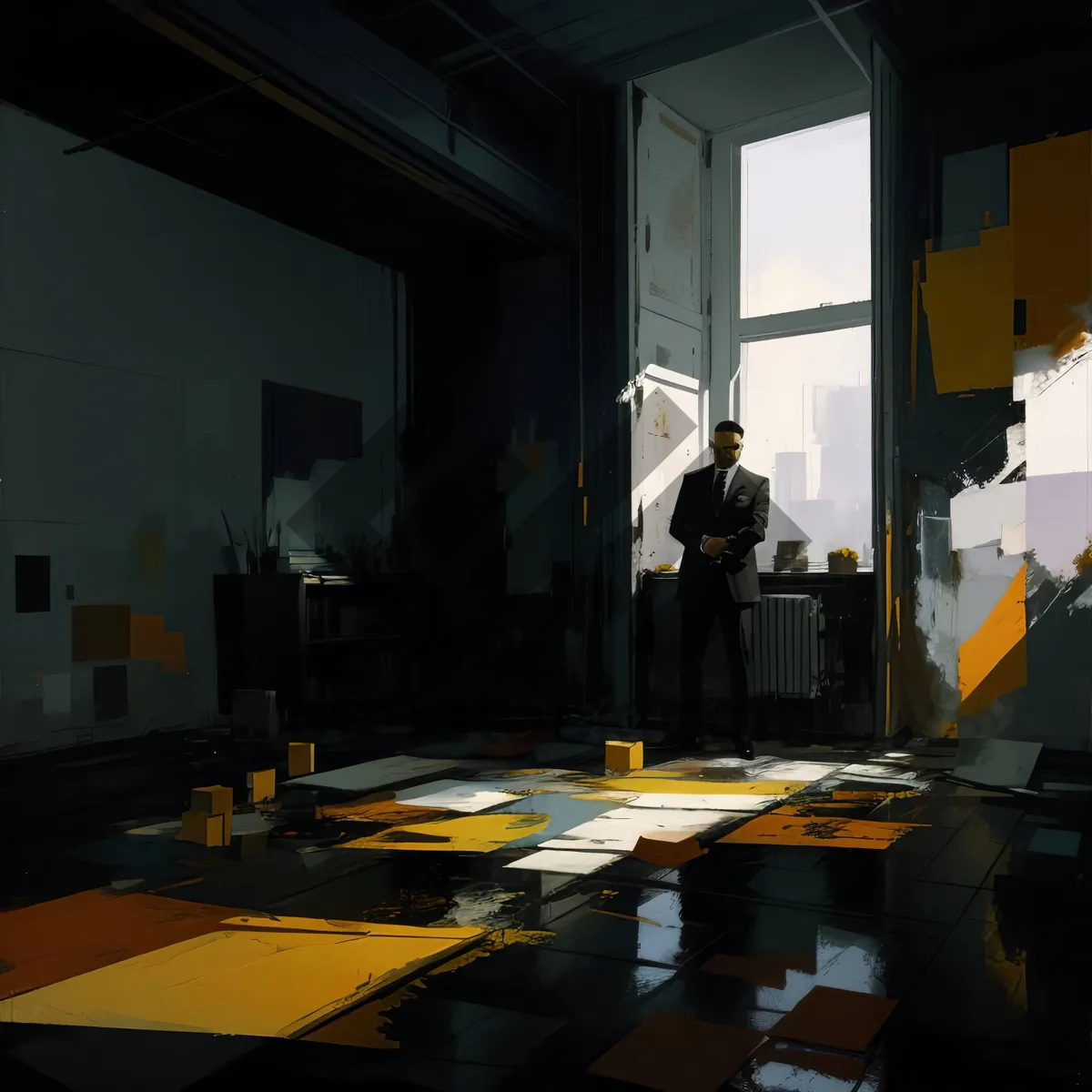 Picture of Modern interior design of empty restaurant table and chair