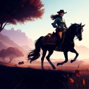 Sporting Cowboy Riding a Majestic Stallion