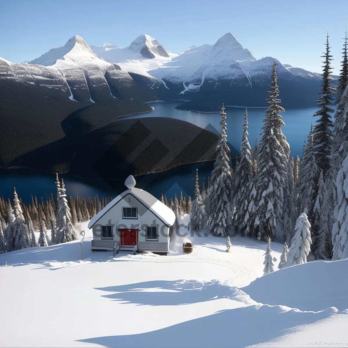 Picture of Winter Alpine Ski Slope in the Mountains