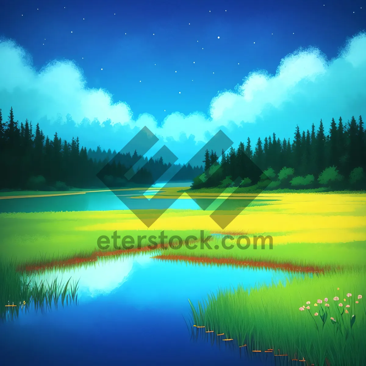 Picture of Serene Sunset over Majestic Mountain Reflection