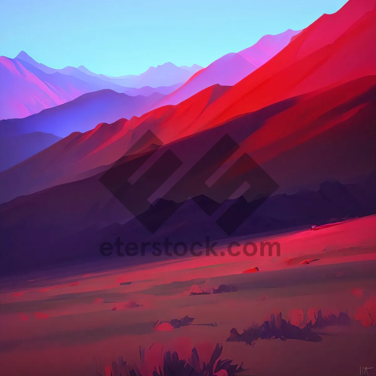Picture of Vibrant Sunset Over Majestic Mountain Landscape