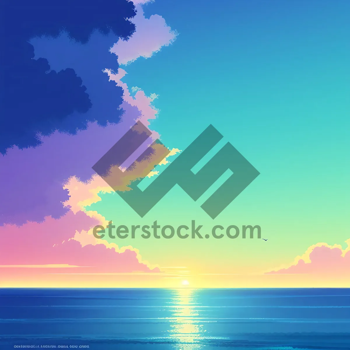 Picture of Sunset over the serene ocean horizon