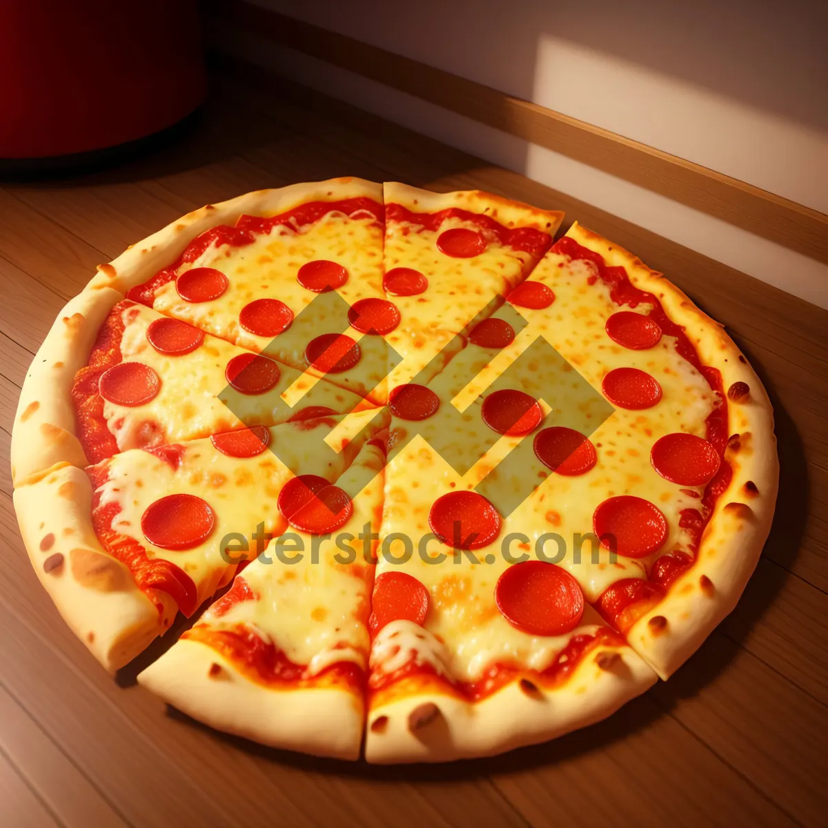 Picture of Mouthwatering Pizza Delight with Melted Mozzarella and Pepperoni