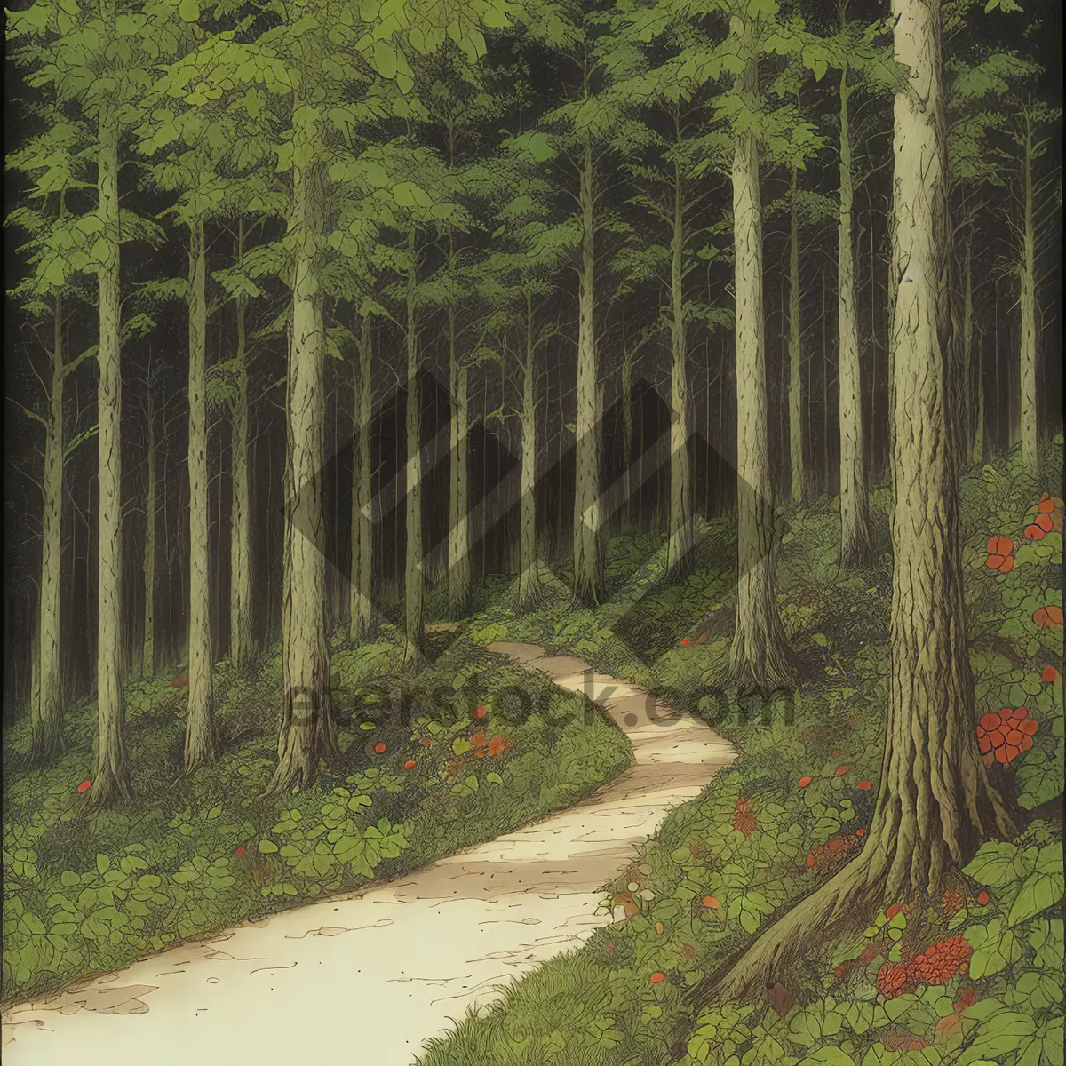 Picture of Serene Path through Summer Woodland