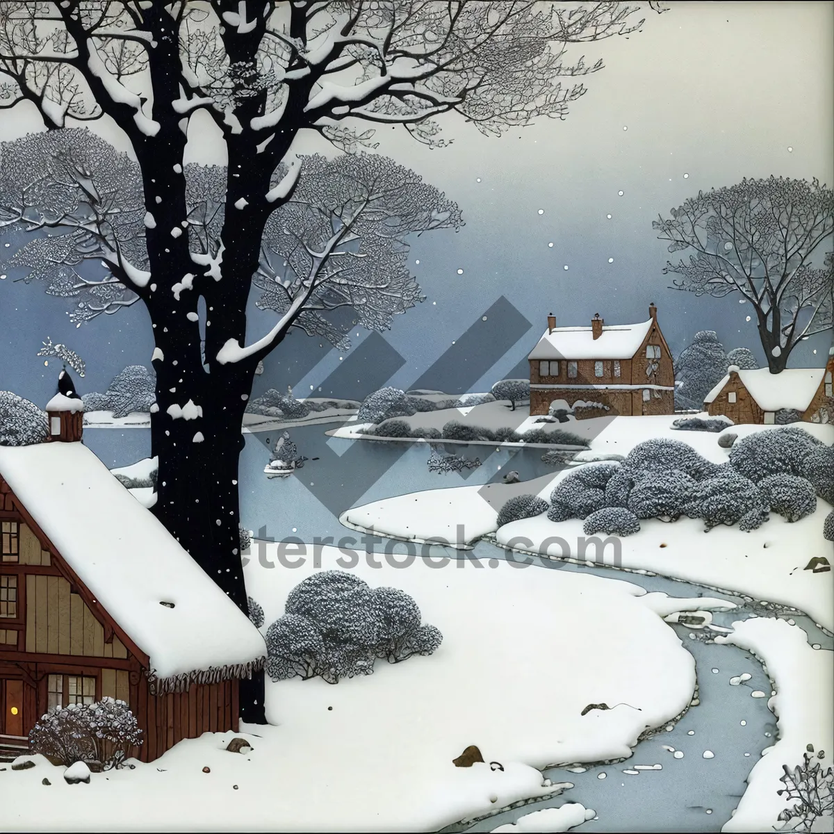 Picture of Snowy Winter Landscape in Frozen Forest