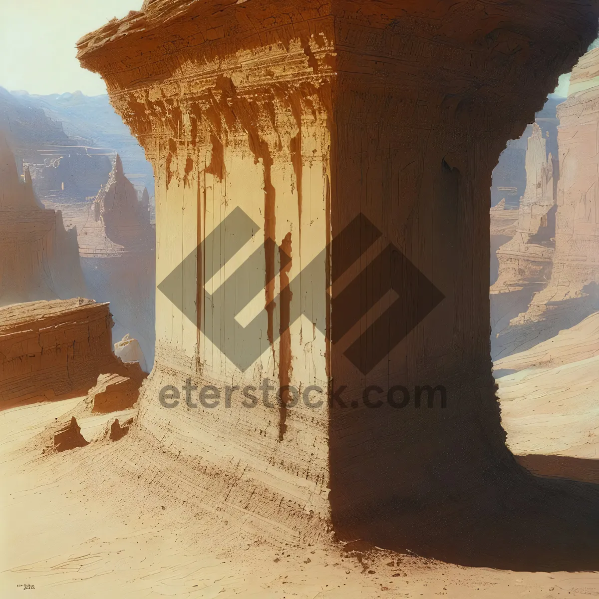 Picture of Ancient Temple Ruins amidst Sand and Sky