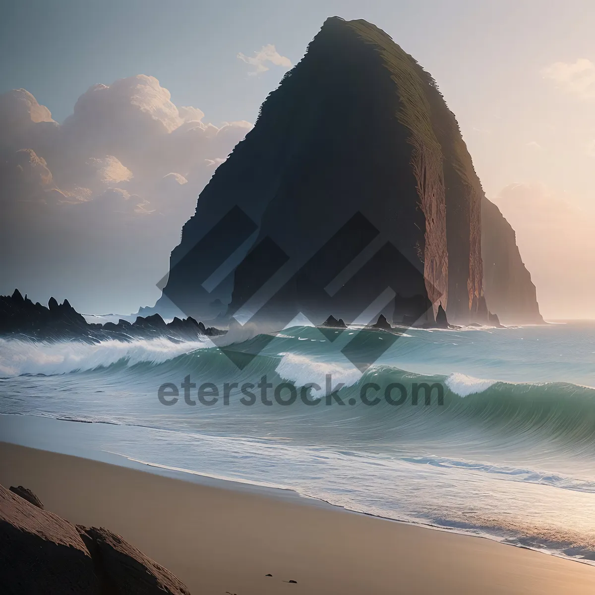 Picture of Serene Beachscape with Majestic Ocean Views