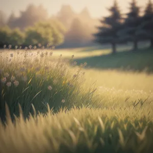 Sun-kissed Wheat Field in Rural Landscape