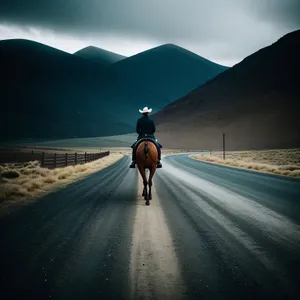 Sunset Drive on Mountain Highway with Bicycles