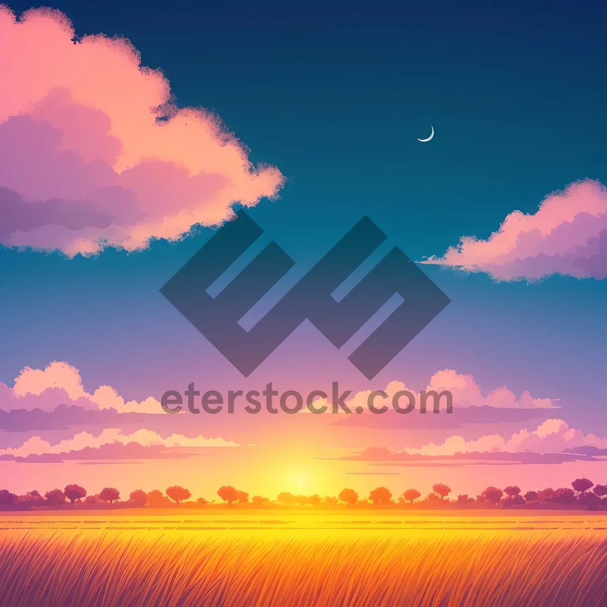 Picture of Vibrant Skies: Sunlit Cloudscape Over Clear Horizon