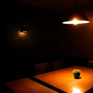 Illuminated Pool Table in Stylish Room.