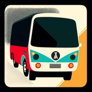 Modern Bus Icon: Shiny Symbol of Transportation Technology.