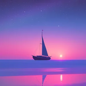 Serene Sunset Voyage on the Ocean