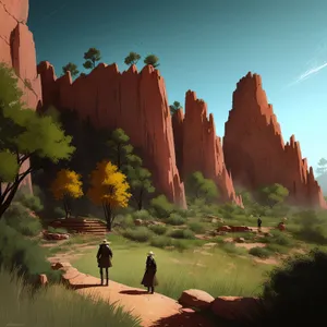 Majestic Desert Canyon Landscape with Sandstone Formations