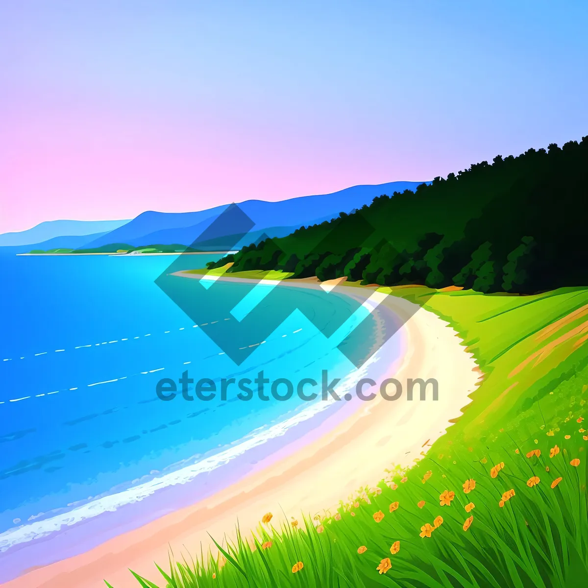 Picture of Serene Summer Meadow Under Clear Sky