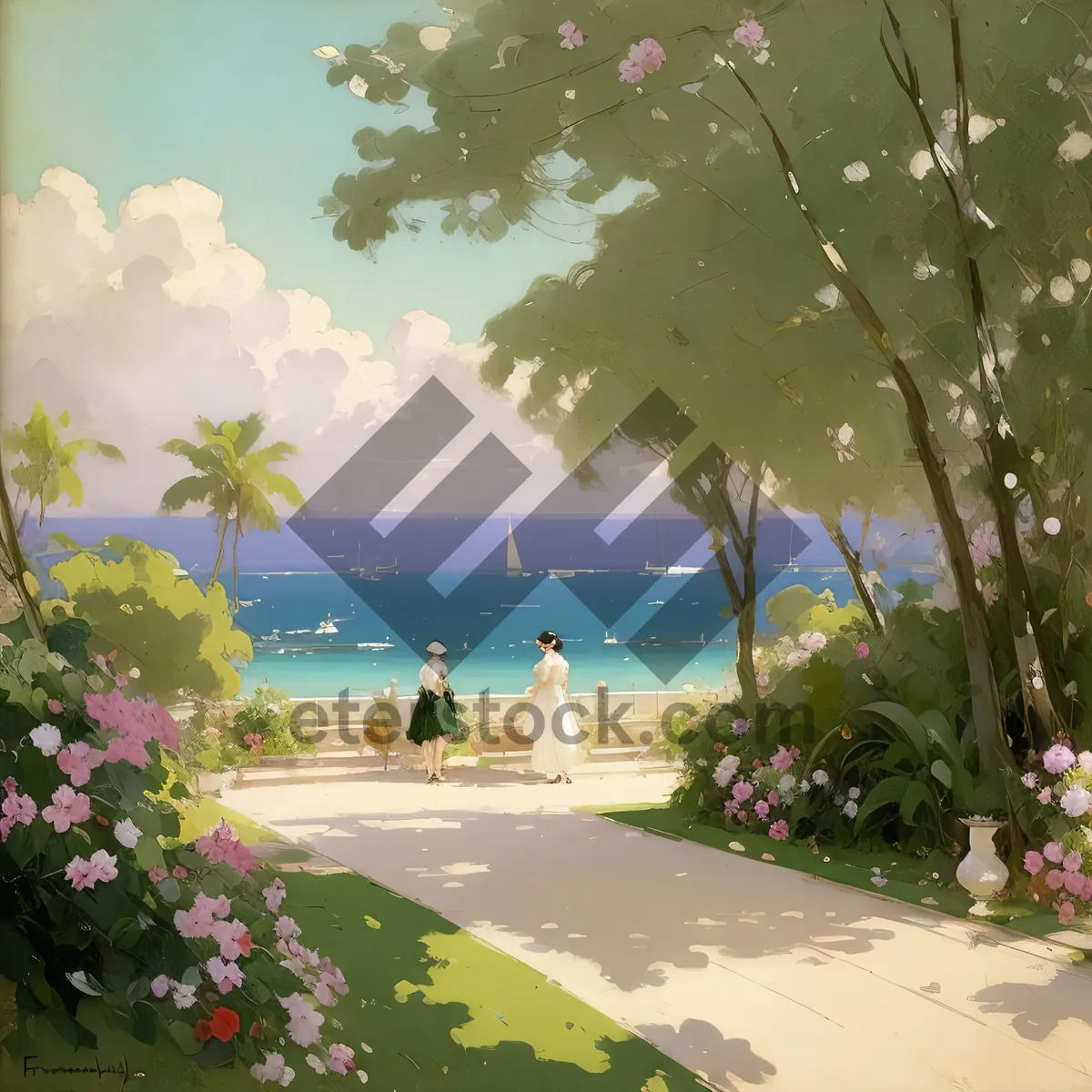 Picture of Serene Tropical Beach Escape with Palm Trees and Turquoise Waters