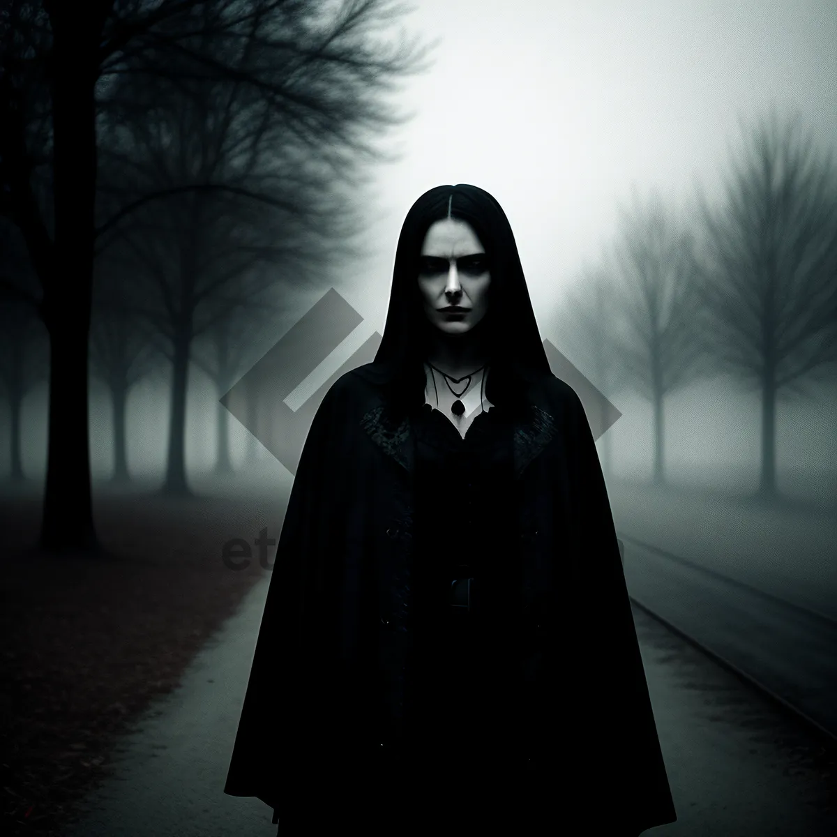 Picture of Dark Fashion Portrait - Cloaked Robed Figure with Intense Gaze