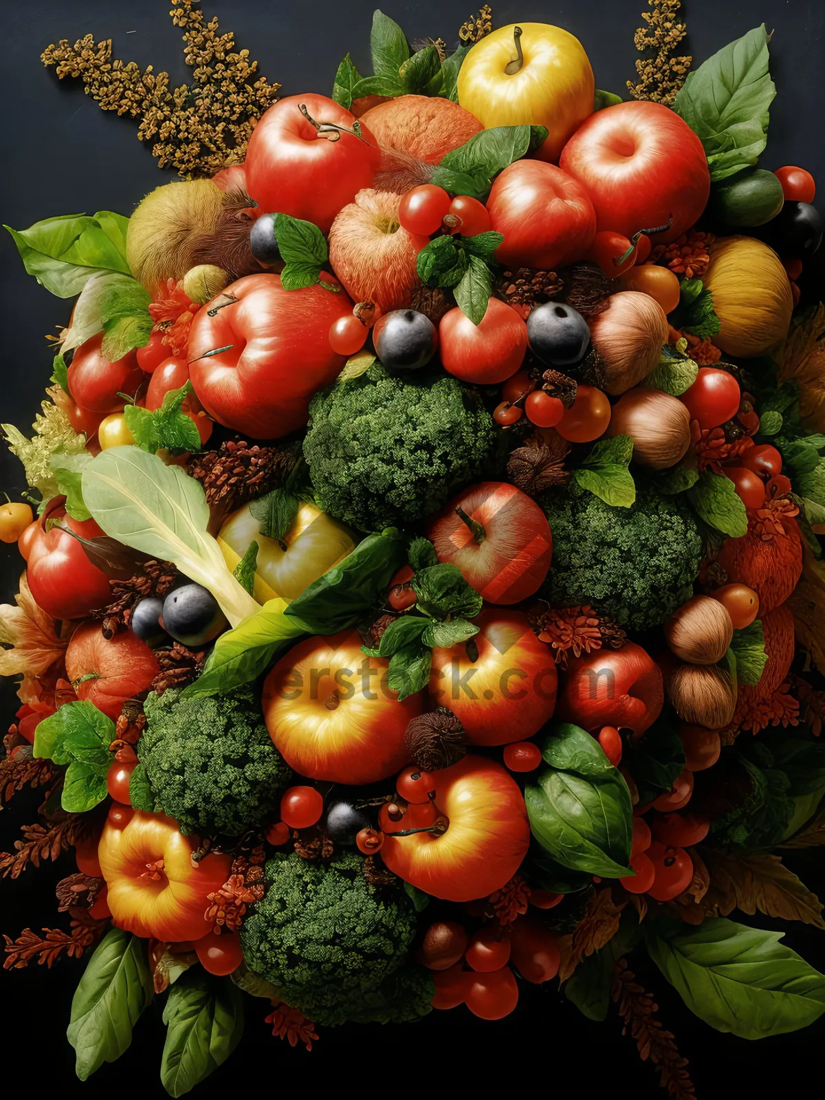 Picture of Vibrant Mix of Fresh, Vitamin-Rich Fruits and Vegetables