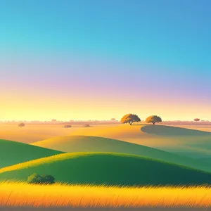 Serene Summer Countryside Horizon over Meadow