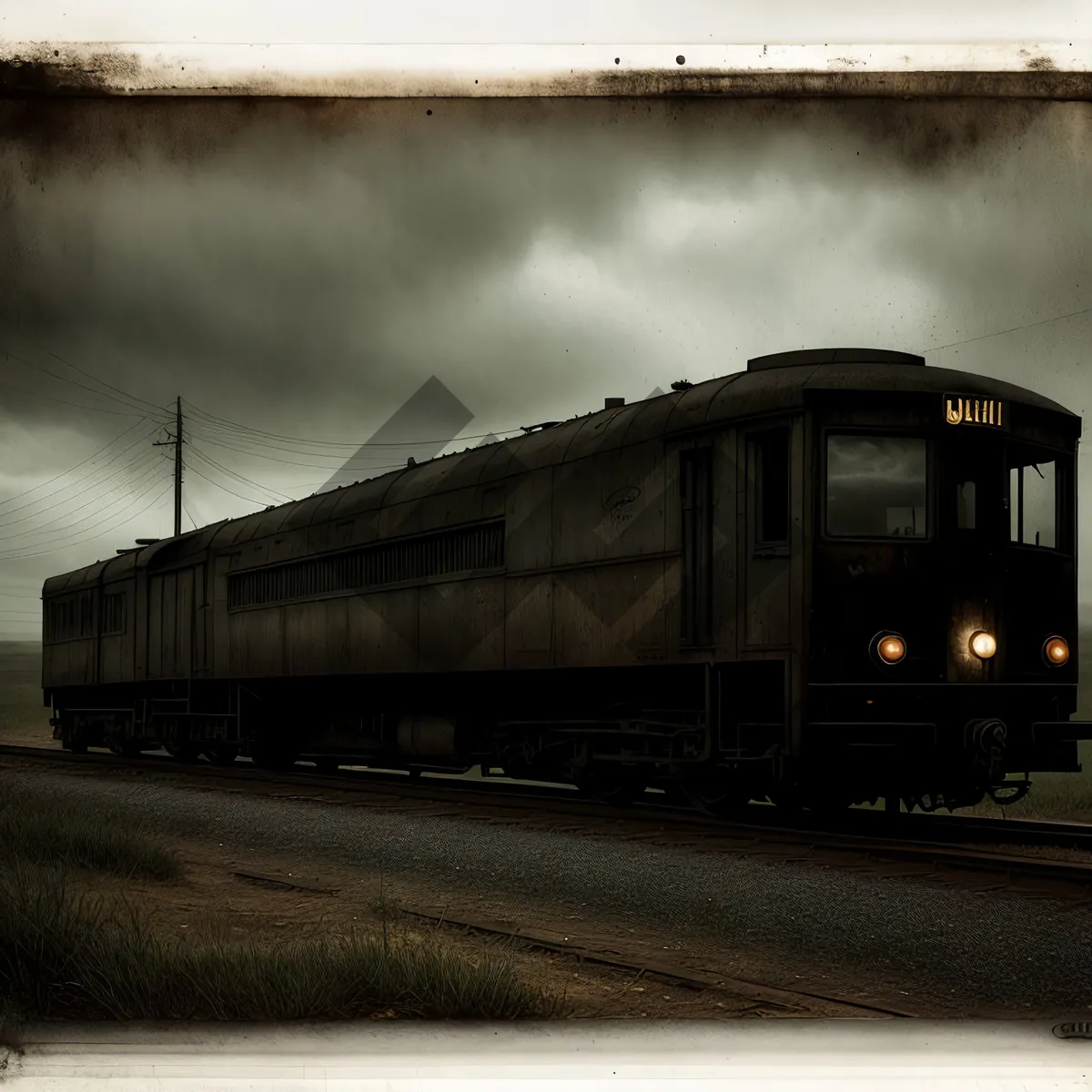 Picture of Modern Electric Passenger Train on Railway Tracks