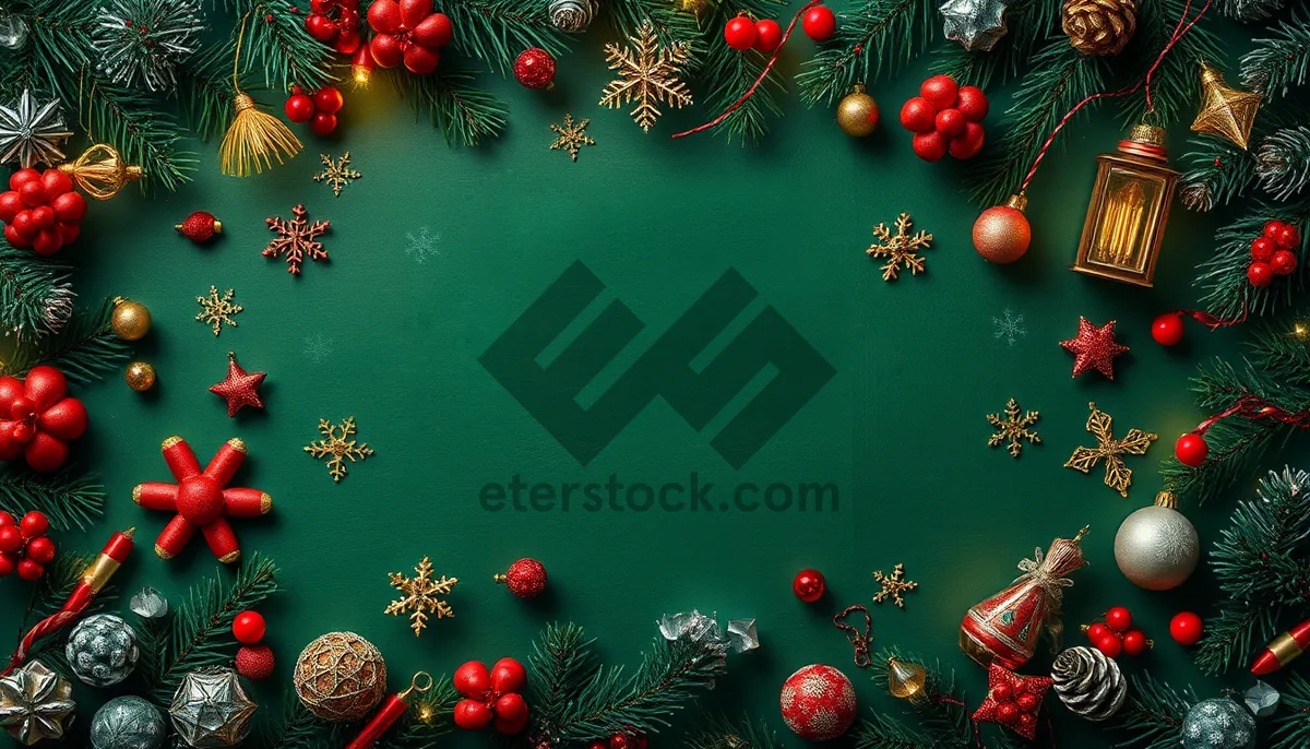 Picture of Festive holiday card with snowflake and tree